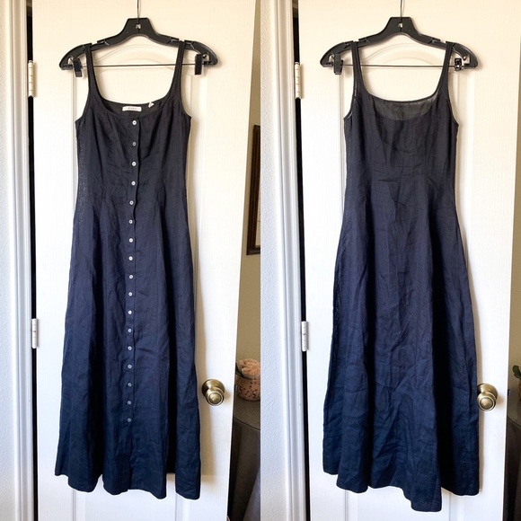 Doen Lantana Dress Black Ramie Maxi Sheer Sleeveless XXS EUC - Picture 2 of 9